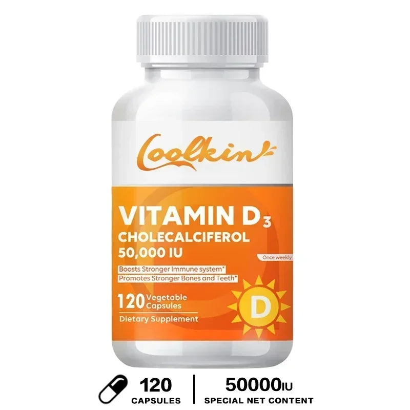 Vitamin D3 50000IU - Muscle Health, Strong Bones and Nervous System Health, Support Immune