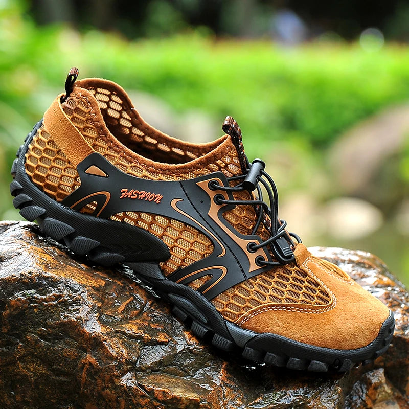 Men's Breathable Waterproof Suede Mesh Hiking Shoes | Quick-Dry Rock Climbing & Outdoor Sport Sneakers - Premium Shoes from Lizard Vigilante - Just $48.88! Shop now at Lizard Vigilante