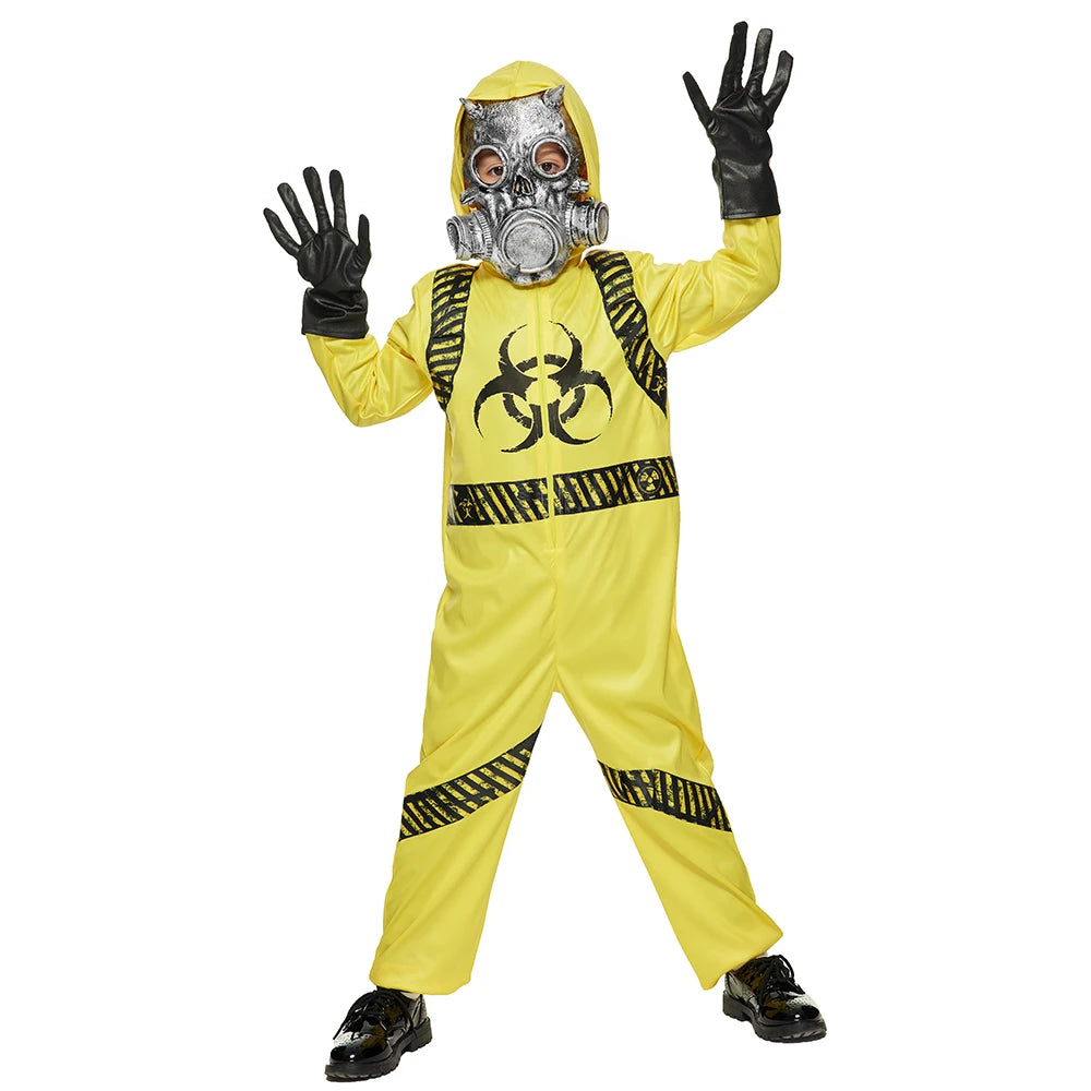 Family Halloween Biohazard Staff Uniform Costume Yellow With Latex Mask Adult Child Jumpsuit Carnival Game NPC Role Playing Suit - Premium costume from Lizard Vigilante - Just $44.99! Shop now at Lizard Vigilante