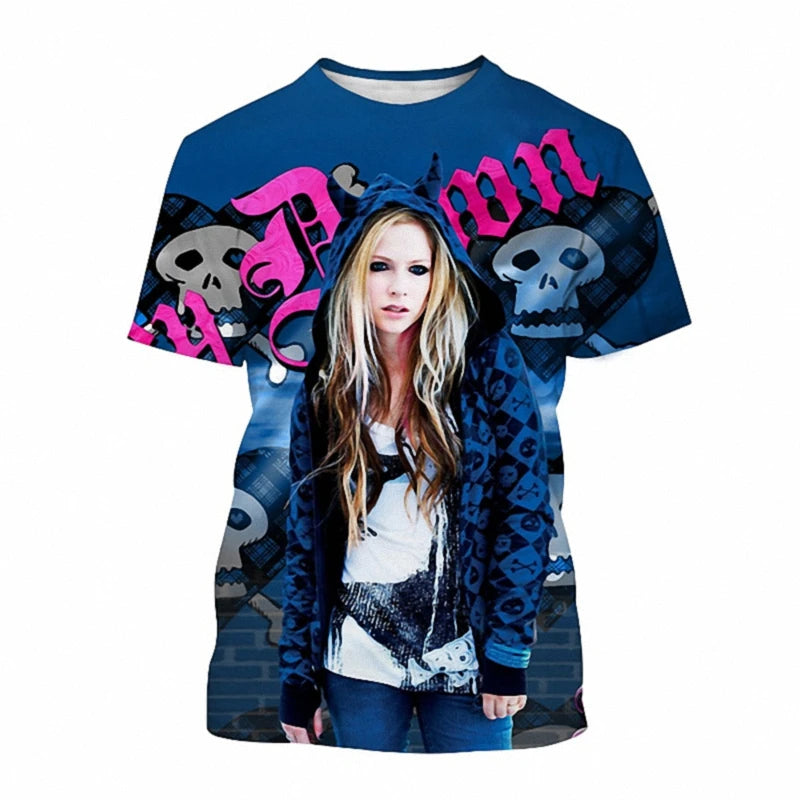 Avril Lavigne 3D Printed T-Shirt – Summer Fashion Casual Oversized Tee, Harajuku Streetwear, Men & Women Singer Graphic Shirt - Premium  from Lizard Vigilante - Just $28.88! Shop now at Lizard Vigilante