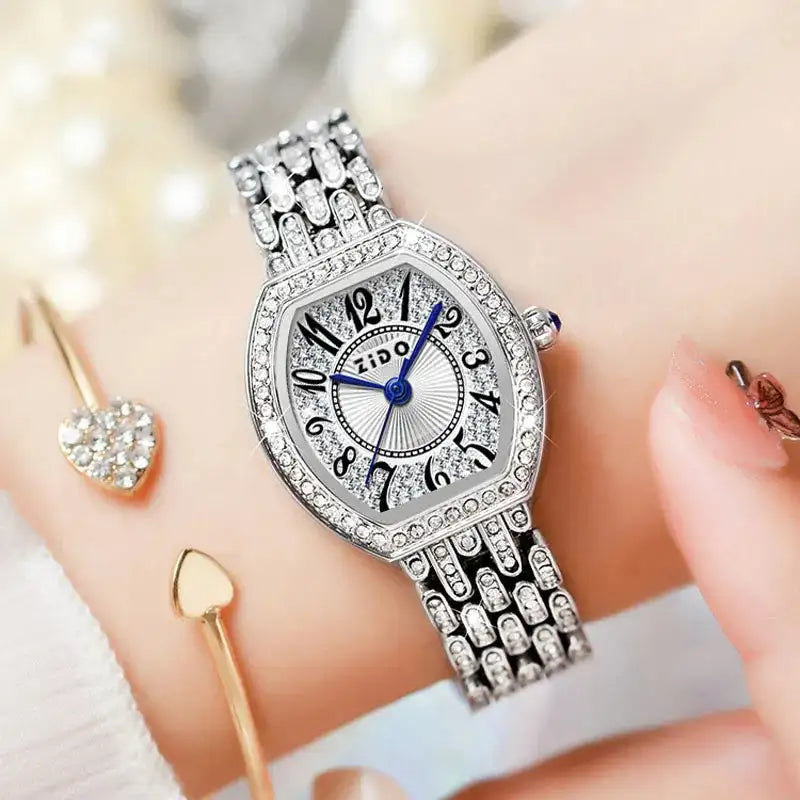 UTHAI L95 Women's Watch Light luxury Retro Barrel Shaped Digital Diamond inlaid Waterproof Ladies Fashion Quartz Clock Watches