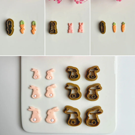 Easter Series Cute Cartoon Rabbit Carrot Shape Polymer Clay Cutters For DIY Earrings Jewelry Makings Embossing Cutting Die