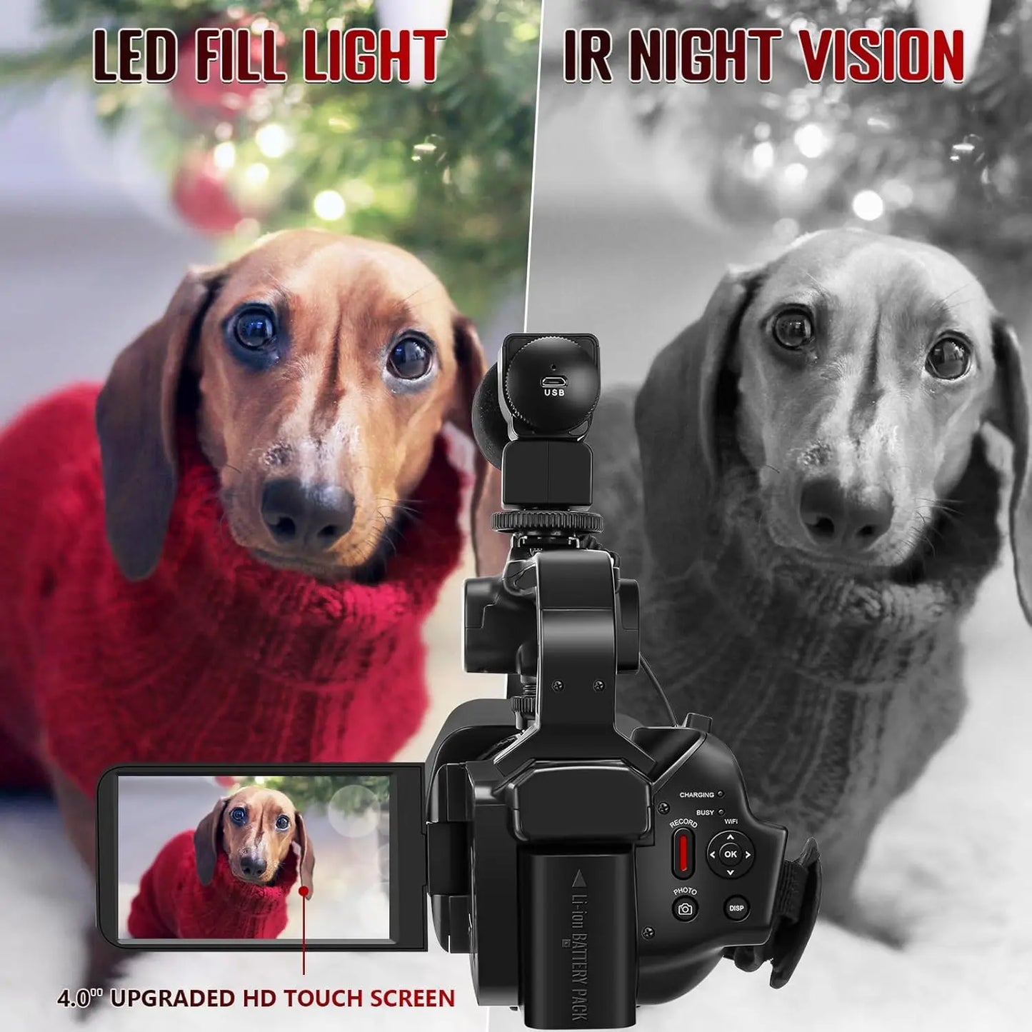 KOMERY YouTube Camcorder 6K HD Professional Camera 64MP Streaming Camcorder 4"Touch Screen Digital Video Vlog Camera Photography