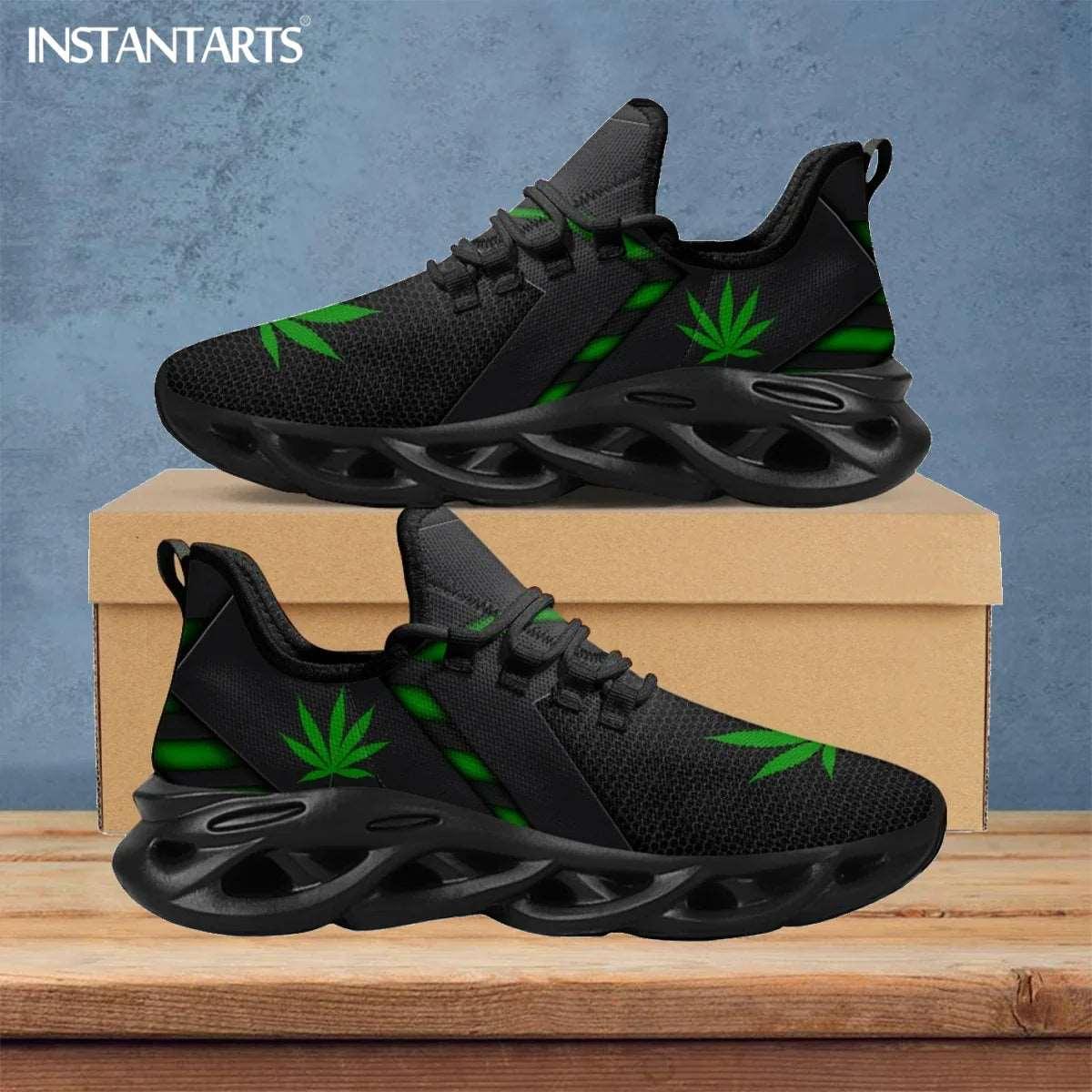 3D Green Weed Leaves Printing Athletic Shoes for Women Breathable Lace Comfort Femme Footwear Platform Sneakers 2024 - Premium shoes from Lizard Vigilante - Just $49.99! Shop now at Lizard Vigilante