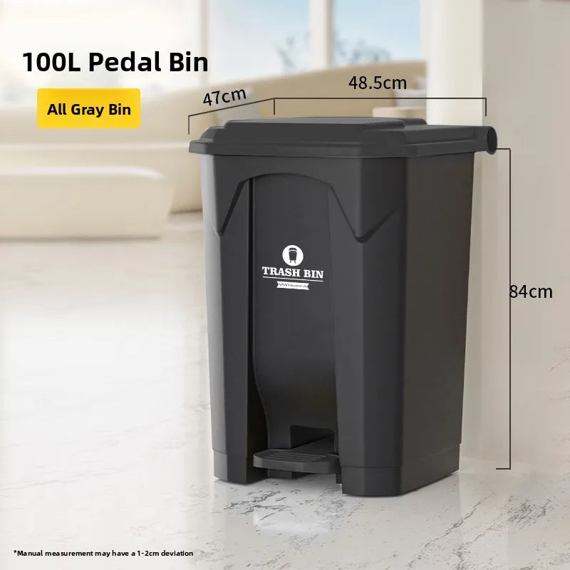Commercial Pedal Tra Can Large Capaci Outdoor Foot Operated Garbage Bin Thiened Plastic Square Bin for Home And Kitchen