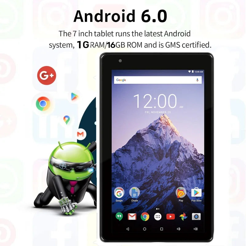 7 INCH 1GB RAM 16GB ROM RCT6973 Android 6.0 Tablet PC Sofiaboard RK30sdk Quad-Core 1024 x 600 pixels WIFI Dual Camera