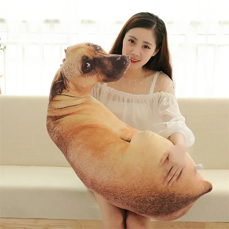 3D Dog Cushion Plush Body Throw Pillow Stuffed Doll Toy Realistic Dog Sofa Cushion Office Chair Decorative Home Creative Gift