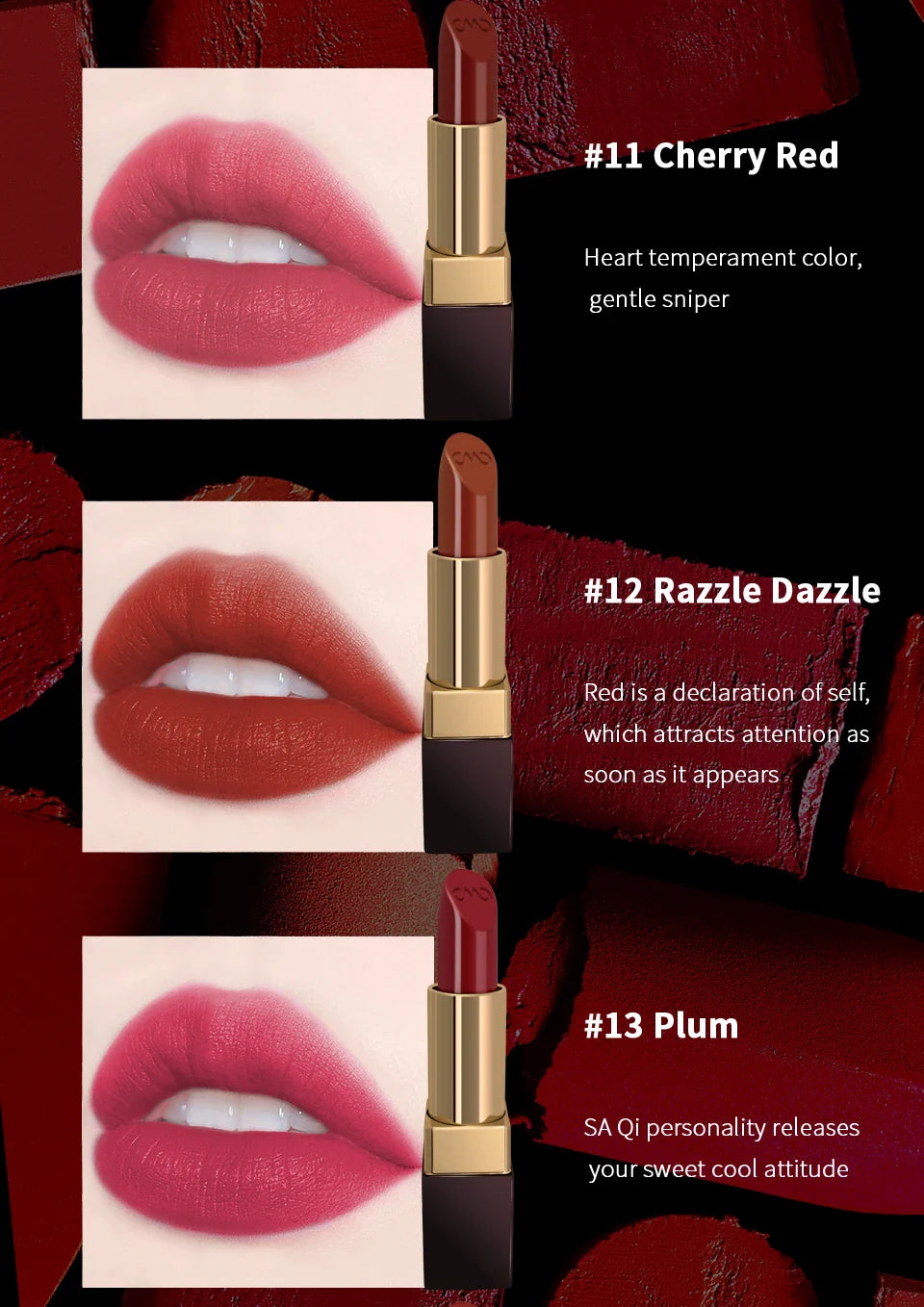 CHARMACY 6 Colors Luxury Velvet Nude Moisturize Lipstick Long Lasting Easy to Wear Korean LipStick for Women Makeup Cosmetic