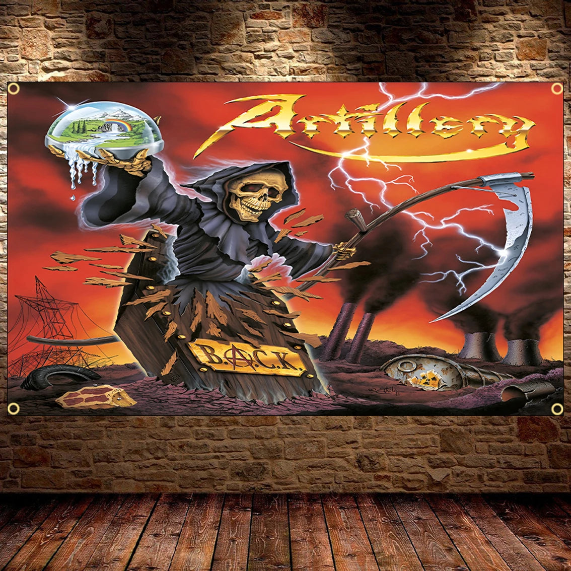 Thrash Metal Artillery Band Flag – 90x150cm Polyester Printed Rock Banner for Decor - Premium flag from Lizard Vigilante - Just $13.99! Shop now at Lizard Vigilante