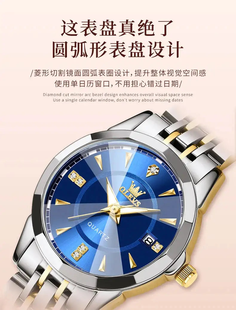 OLEVS Original Brand Elegant Women's Watches Waterproof Luminous Quartz Watch for Lady Necklace Bracelet Gift Box Set Calendar