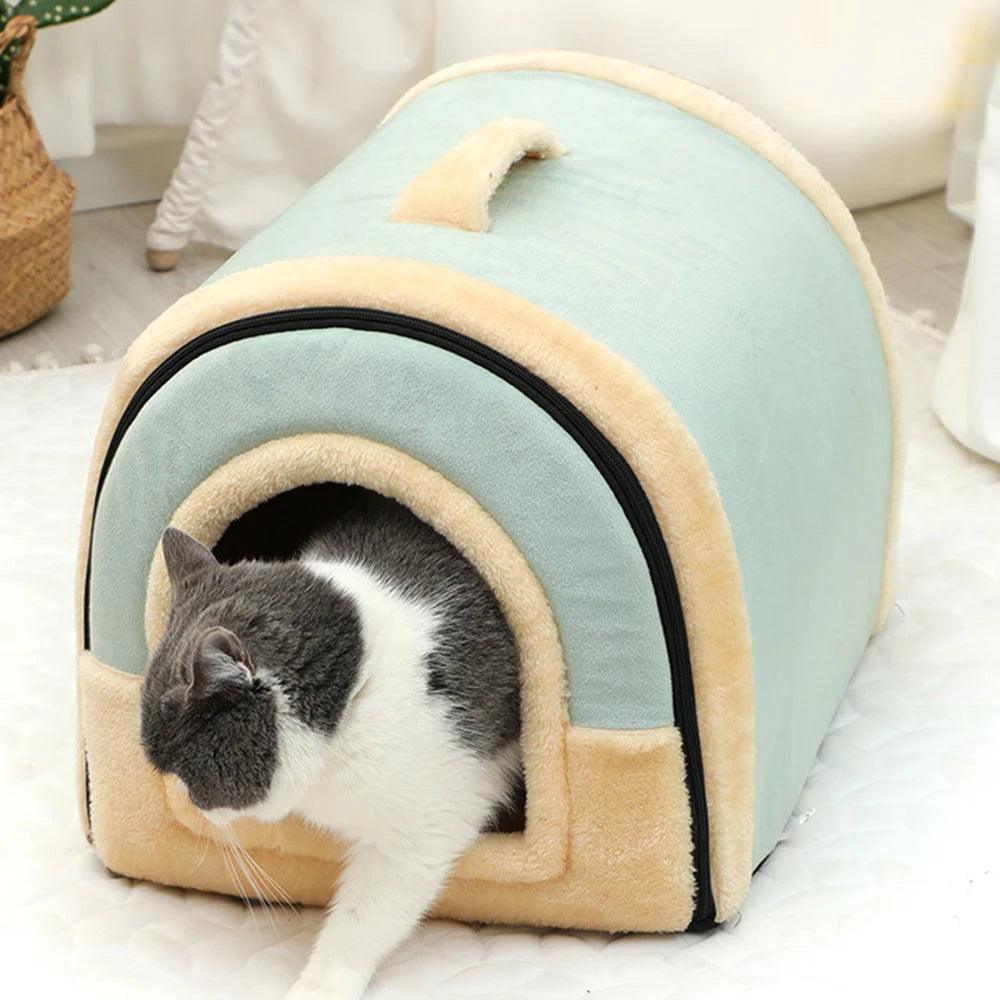 Portable Handle Type House For Cats 16 Kinds Printings Semi-enclosed 3D Plush Removable&Washable Warm Cat Villa Tent - Premium pet supplies from Lizard Vigilante - Just $20.99! Shop now at Lizard Vigilante