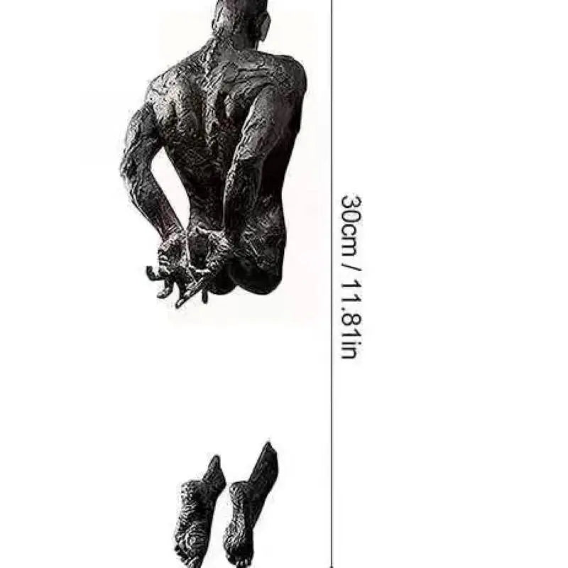 Creative Imitation Copper Wall Sculptures Statue For Unique Touch Resin Rock Climbing Man Background Wall Art 3D Through Wall