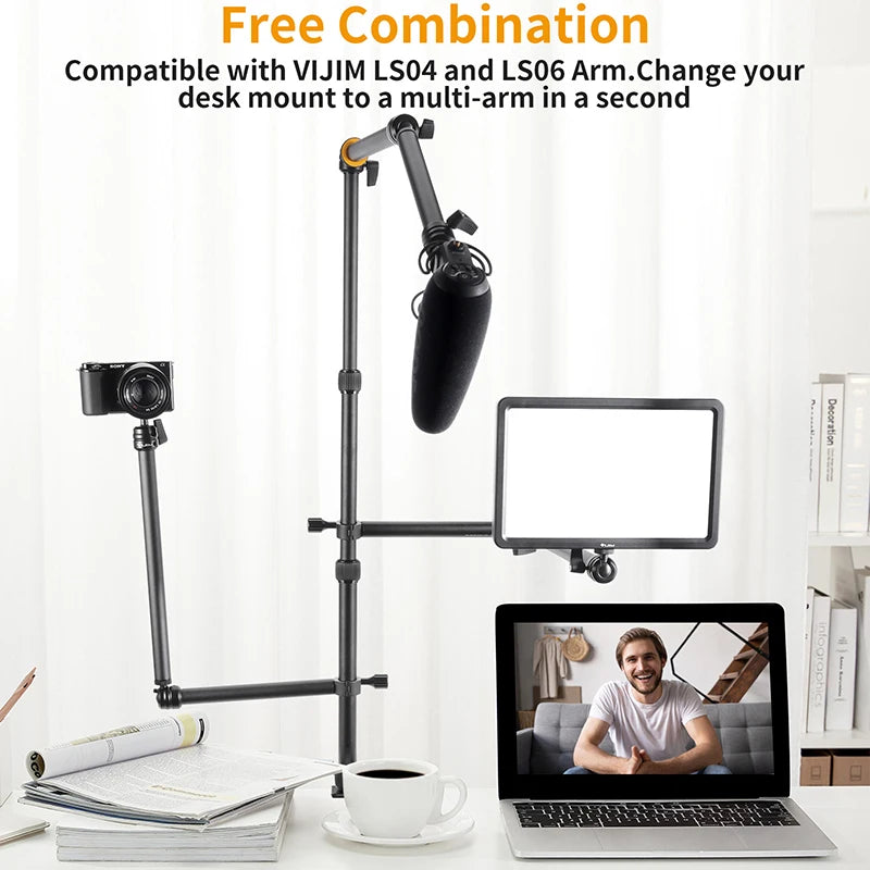 VIJIM LS11 Desk Mount Stand C-clamp Mount Flexible Arm Extend Light Stand With 360° Ballhead Microphone Stand Ring Light Bracket - Premium camera stand from Lizard Vigilante - Just $46.99! Shop now at Lizard Vigilante