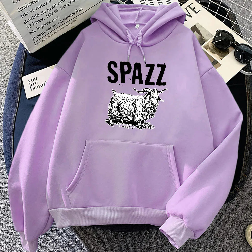 SPAZZ Hip Hop Rock Band Hoodie | Unisex Graphic Fleece Sweatshirt | Kawaii Casual Pullover for Women | Vintage Cartoon Print - Premium hoodie from Lizard Vigilante - Just $38.88! Shop now at Lizard Vigilante