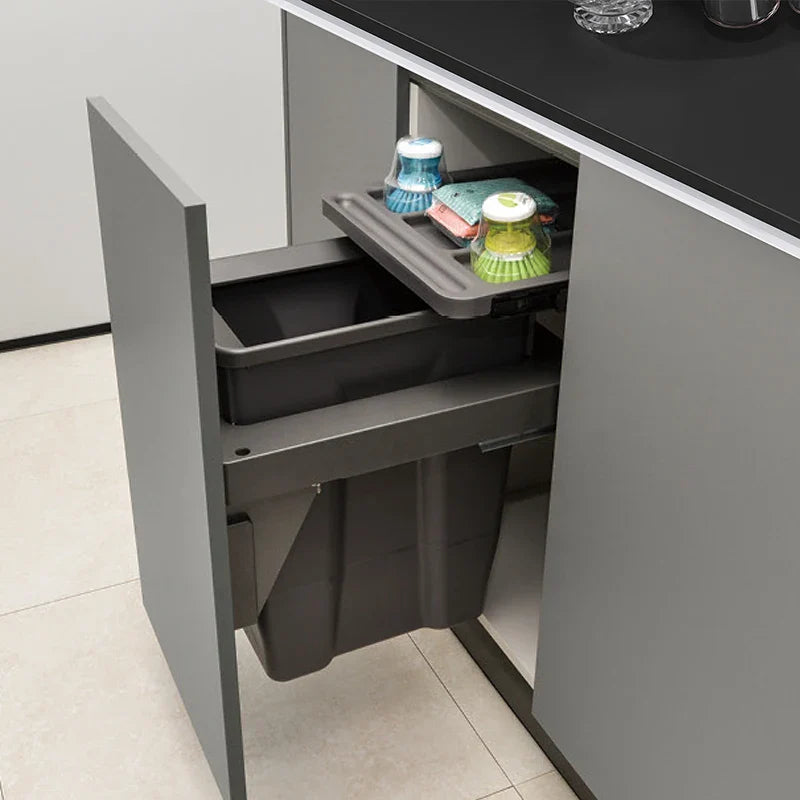 Large Capacity Waste Bins Food Waste Trash Can Kitchen Recycle Dustbin Built-in Cleaning Litter Bins Garbage Disposal Tools