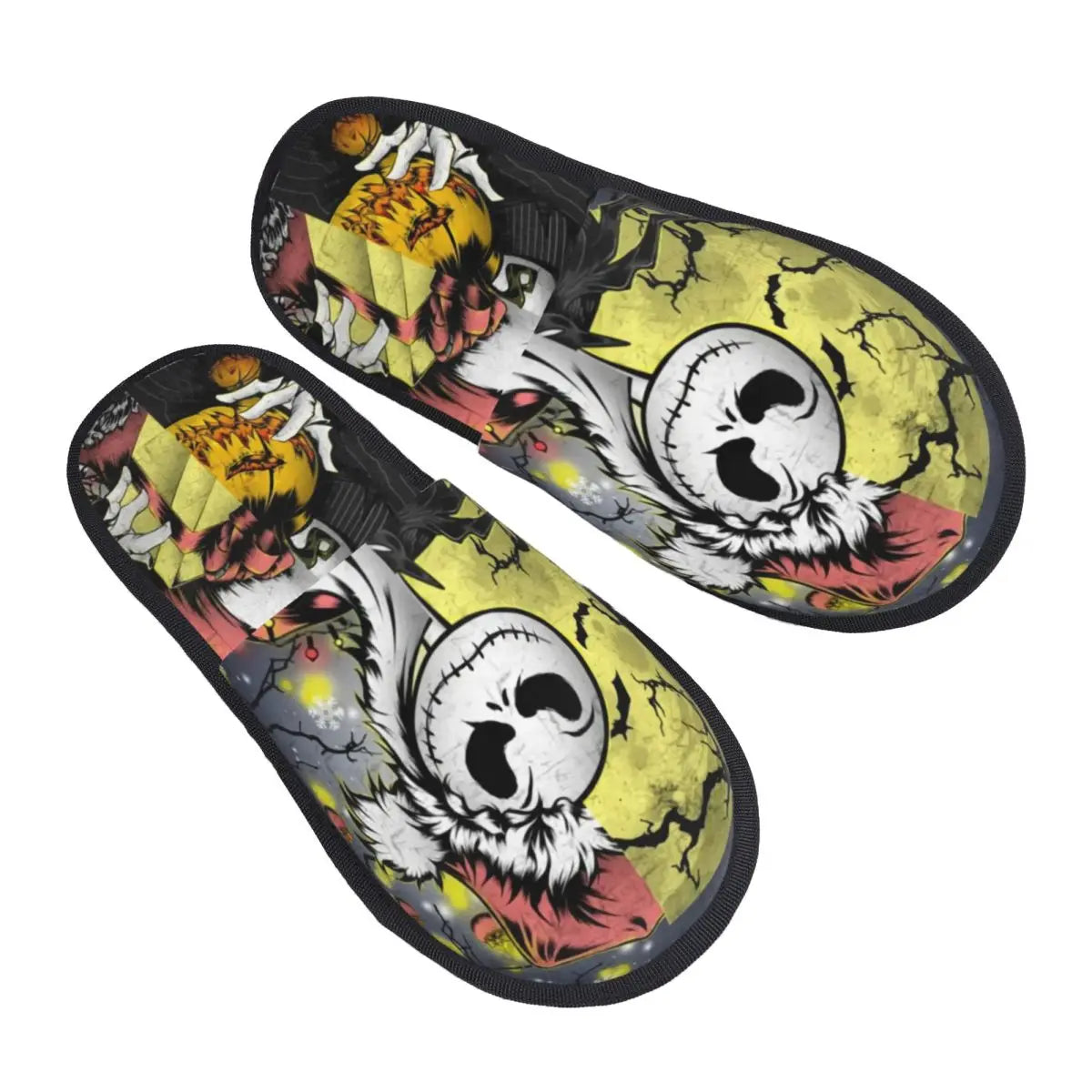 Jack Skellington Memory Foam Slippers – Warm & Fluffy Indoor/Outdoor Halloween Nightmare Shoes - Premium slippers from Lizard Vigilante - Just $23.88! Shop now at Lizard Vigilante