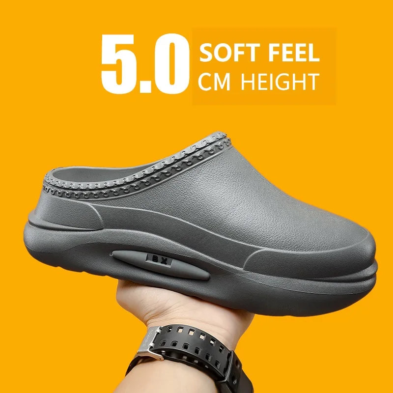 Men Kitchen Work Shoes Professional Chef Clogs Oil-Proof Doctor Shoes High Quality Garden Clogs Waterproof Plus Size for Pet Workers - Lizard Vigilante