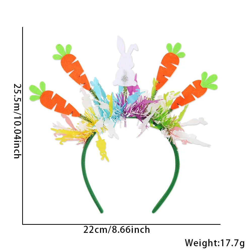 Easter Rabbit Headband with Colorful Egg Strip And Button Holiday Party Accessory Egg Chick Headdress for Easter Celebrations