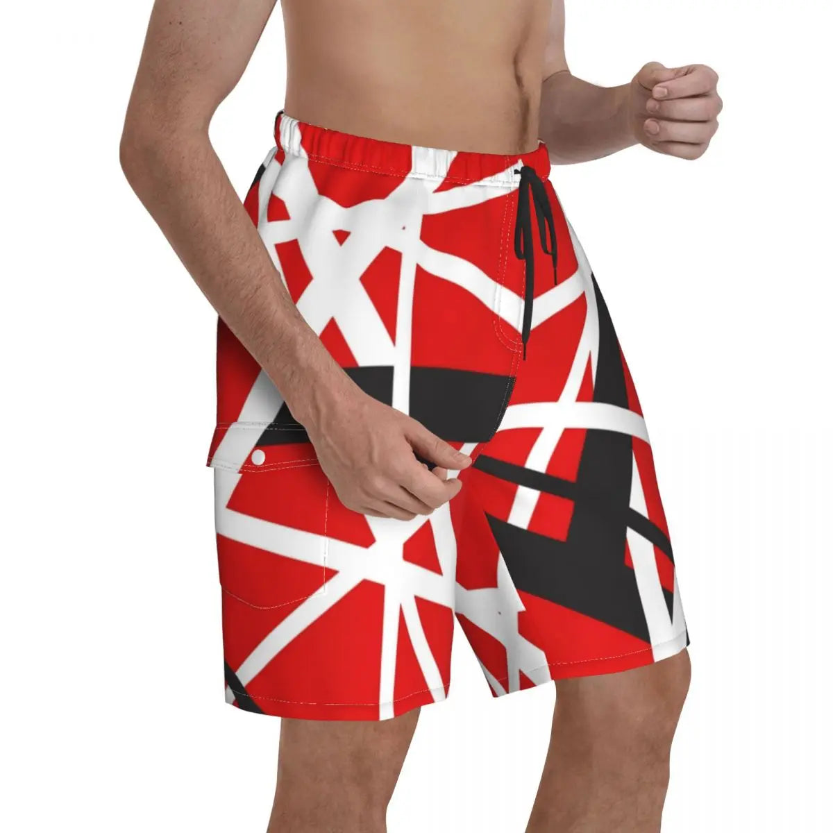 Van Halen Board Shorts EVH 5150 STRIPES Pattern Beach Shorts Males Printing Plus Size Swim Trunks Gift Idea - Premium swimwear from Lizard Vigilante - Just $24.99! Shop now at Lizard Vigilante