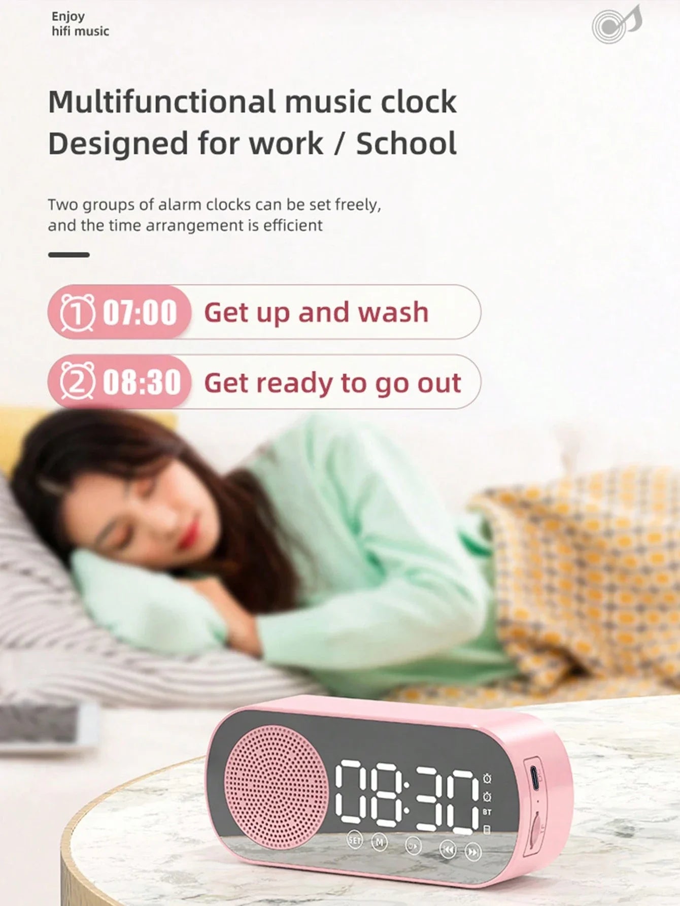 Wireless Bluetooth Speaker, Multi-functional Loud Subwoofer Clock, Mini AI Smart Alarm Clock Speaker