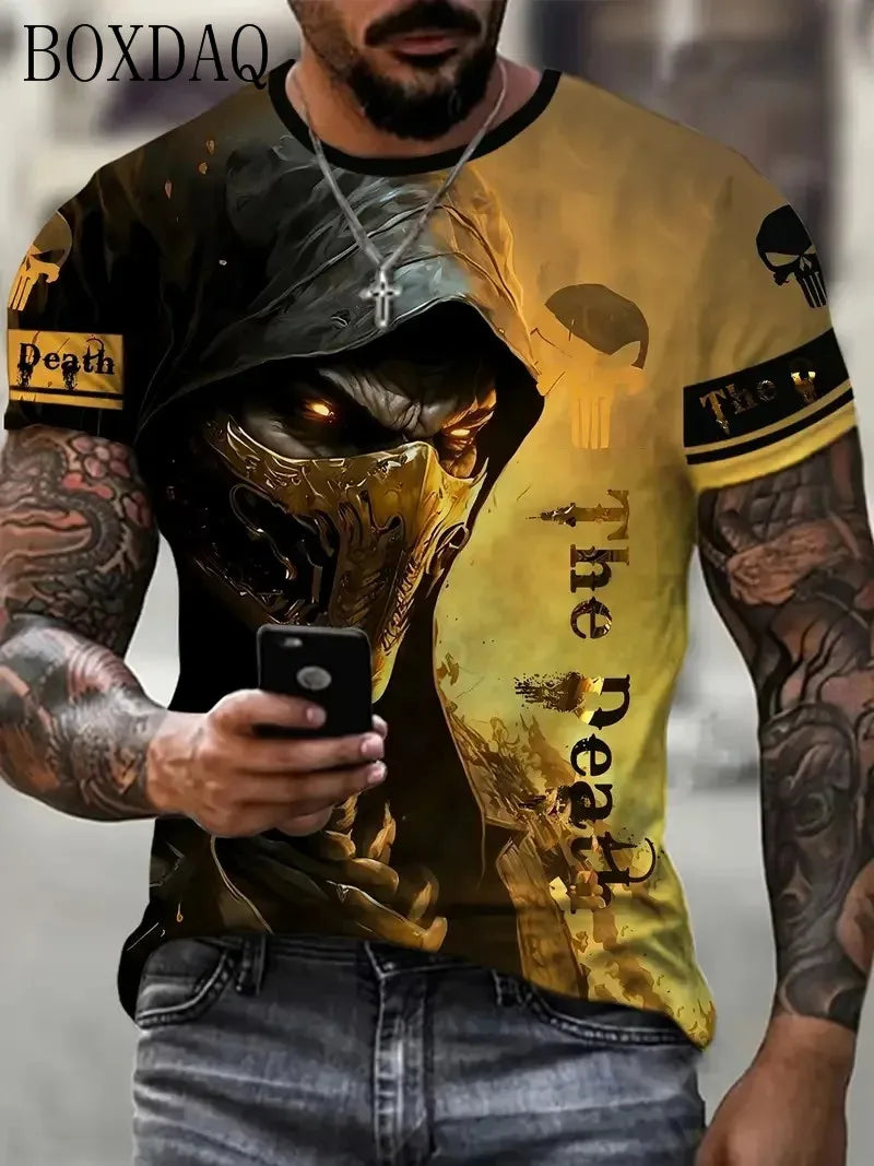 Horror Death Men's Skull T-Shirts Short Sleeve 3d Print Terror Street Hip Hop T Shirt  O-Neck Loose Casual Summer Tops Clothing - Premium tee shirt from Lizard Vigilante - Just $22.99! Shop now at Lizard Vigilante