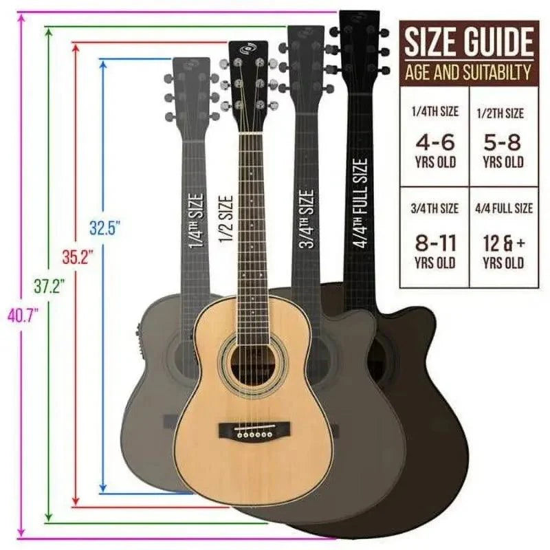 Pyle Acoustic Electric Guitar ½ Scale 34” Steel String Spruce Wood w/Gig Bag, 4-Band EQ Control, Clip On and Onboard Tuner, Picks - Premium acoustic guitar from Lizard Vigilante - Just $174.99! Shop now at Lizard Vigilante