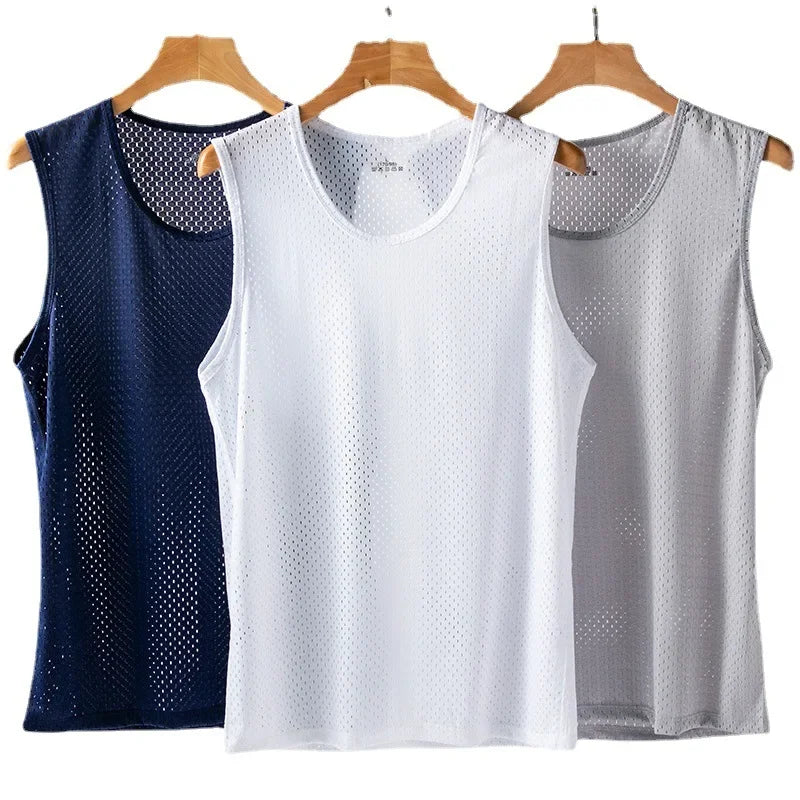 Men's Ice Silk Quick-Drying Vest – Breathable Mesh Sleeveless T-Shirt for Summer - Premium tank top from Lizard Vigilante - Just $22.88! Shop now at Lizard Vigilante