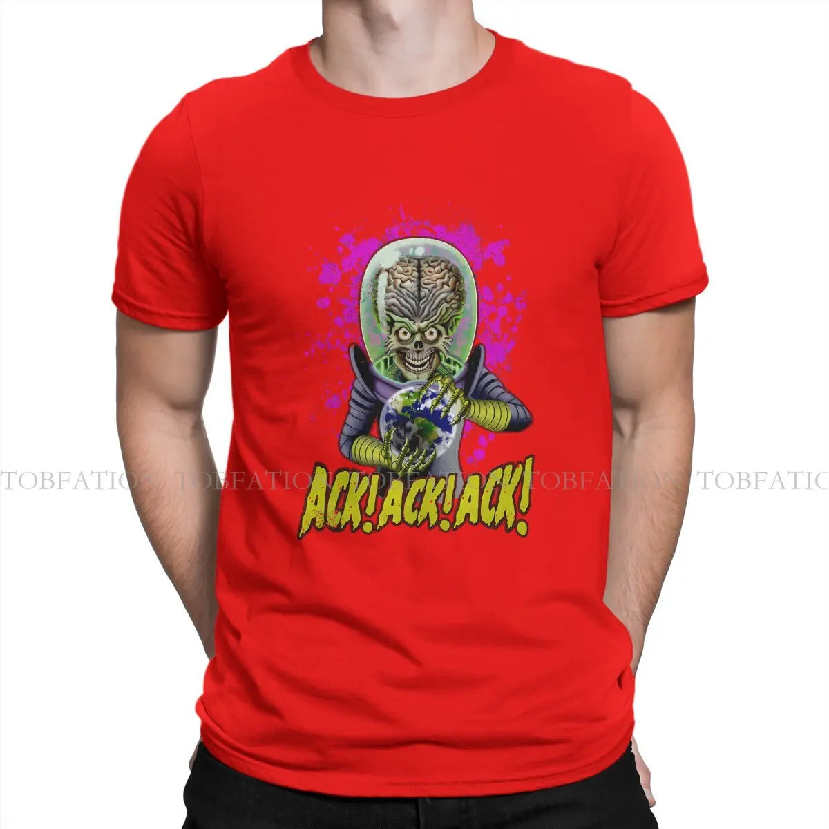 Ack Round Collar TShirt Mars Attacks Alien Sci-Fi Movies Fabric Original T Shirt Man's Clothes Individuality Fluffy - Premium  from Lizard Vigilante - Just $20.99! Shop now at Lizard Vigilante