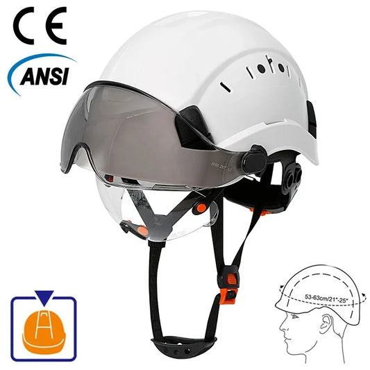 CE-Certified Construction Safety Helmet with Built-In Visor Goggles – ANSI Industrial ABS Hard Hat for Engineers - Premium  from Lizard Vigilante - Just $53.88! Shop now at Lizard Vigilante