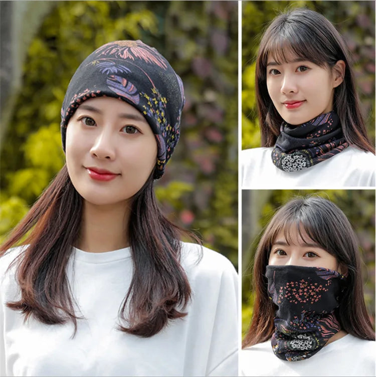 Fashion Double Head Cap Bib Twist Cap Multi-Functional Printed Scarf Cover Cap Neck Cap Face Mask Headscarf Cap C081 - Premium  from Lizard Vigilante - Just $7.99! Shop now at Lizard Vigilante