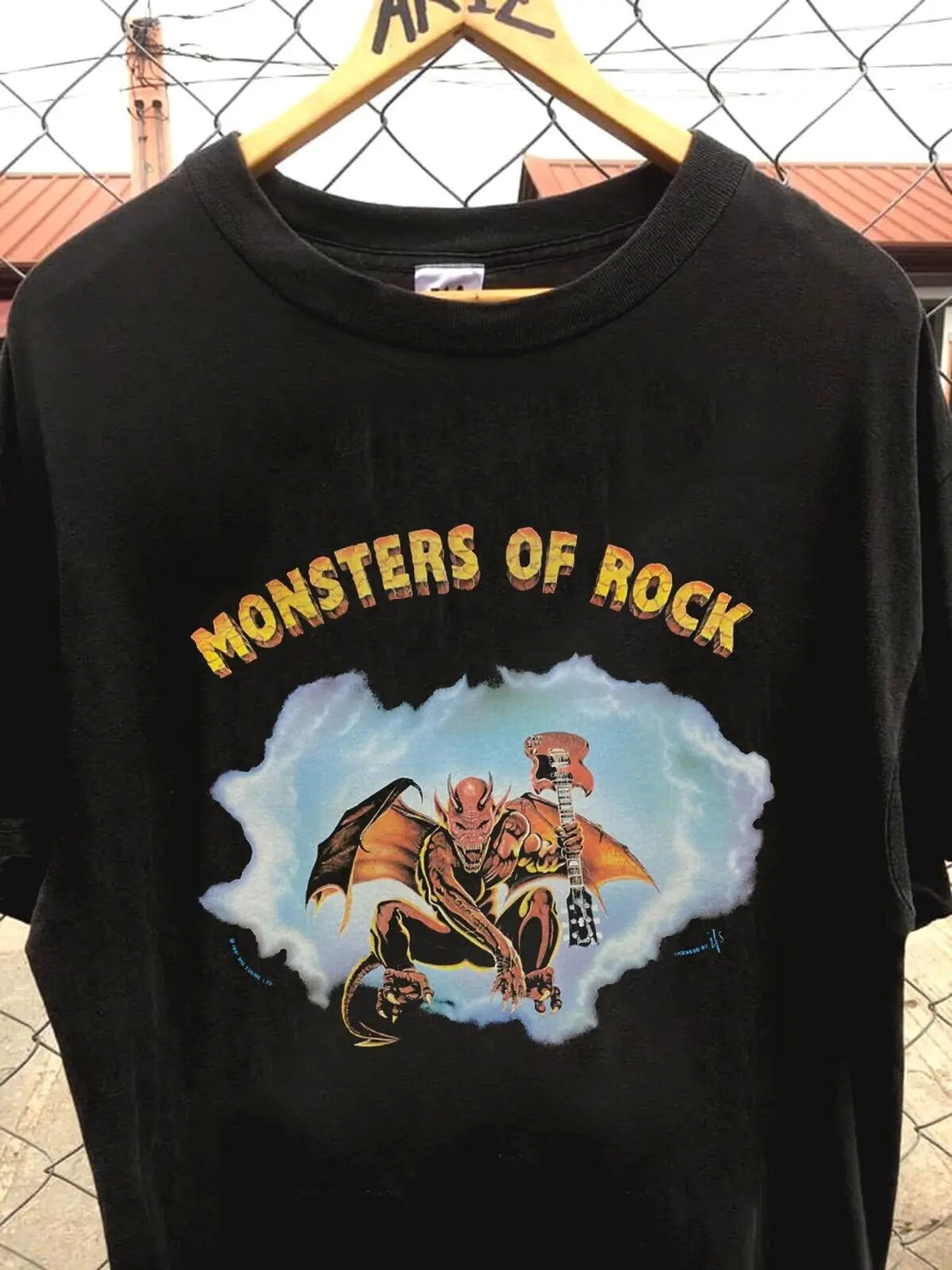 Monsters of Rock 1991 Gargoyle Tribute T-Shirt – Heavy Metal Black Cotton Tee for Rock Legends - Premium tee from Lizard Vigilante - Just $31.08! Shop now at Lizard Vigilante