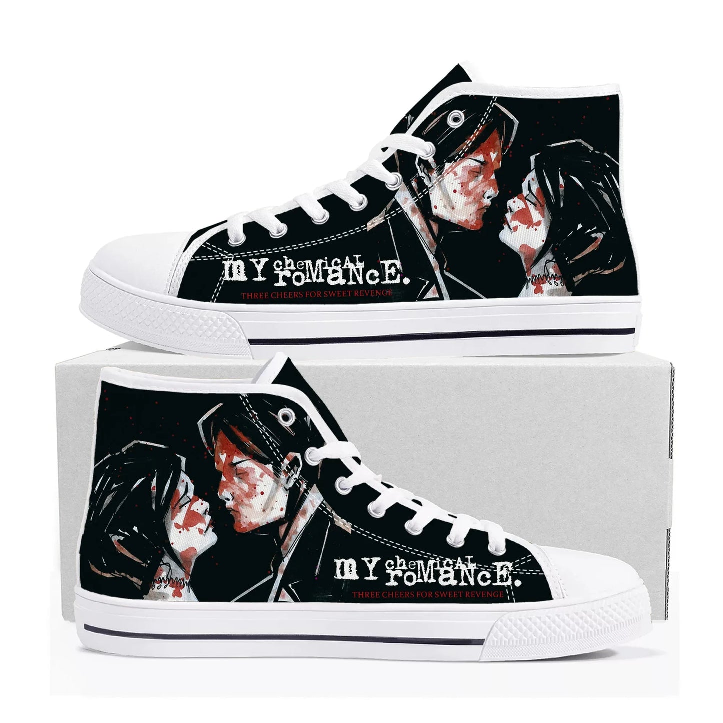 My Chemical Romance High-Top Canvas Sneakers – Rock Your Style, Your Way - Premium shoes from Lizard Vigilante - Just $48.88! Shop now at Lizard Vigilante