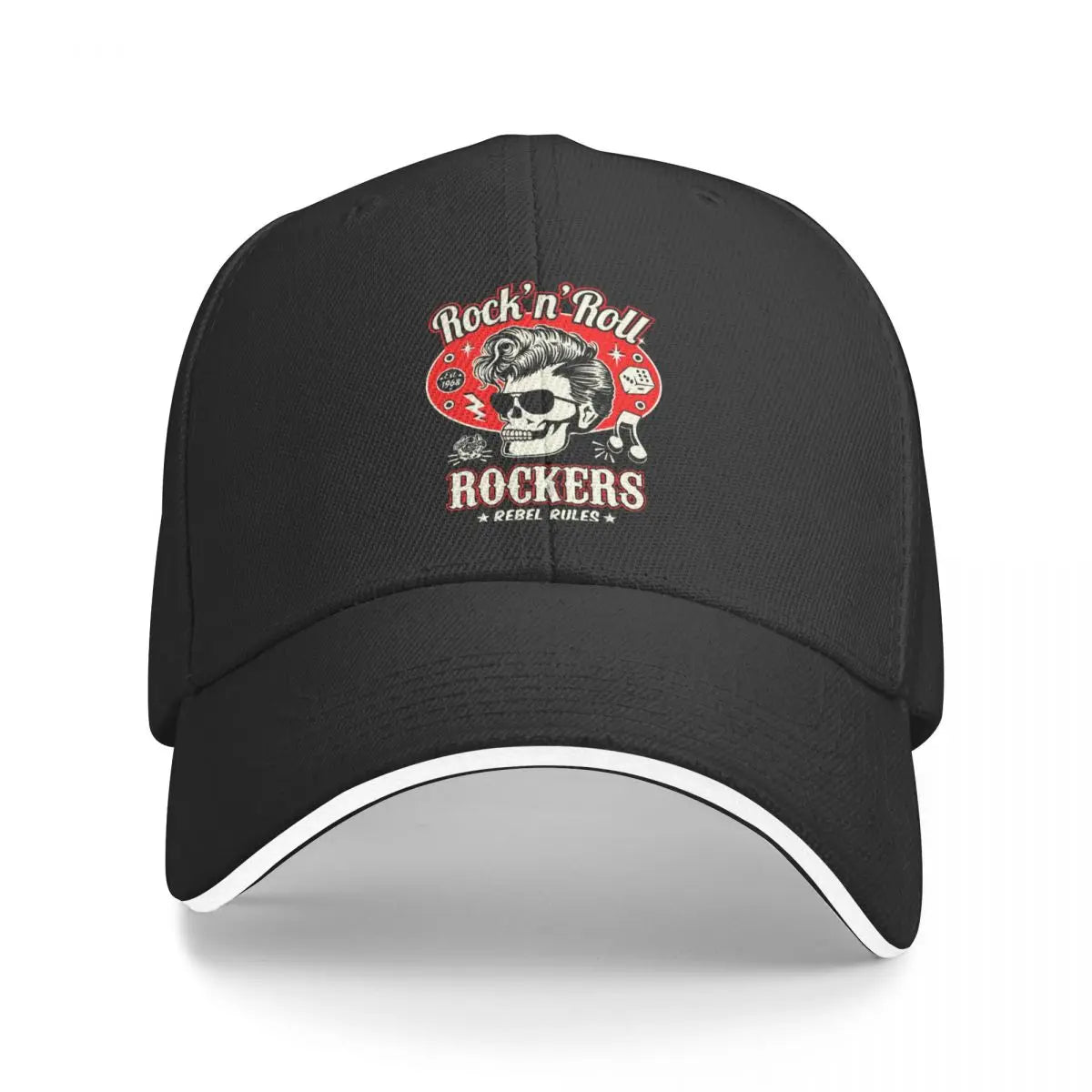 Rockabilly Rock Baseball Cap Roll Skull Outdoor Gym Sunscreen Trucker Hat Summer Stylish Custom Logo Men Adult Baseball Caps - Lizard Vigilante