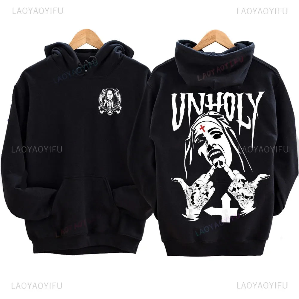 The Bad Nun Antisocial Hip-Hop Hoodie – Harajuku Gothic Streetwear for Men’s Autumn-Winter Style - Premium hoodie from Lizard Vigilante - Just $41.08! Shop now at Lizard Vigilante