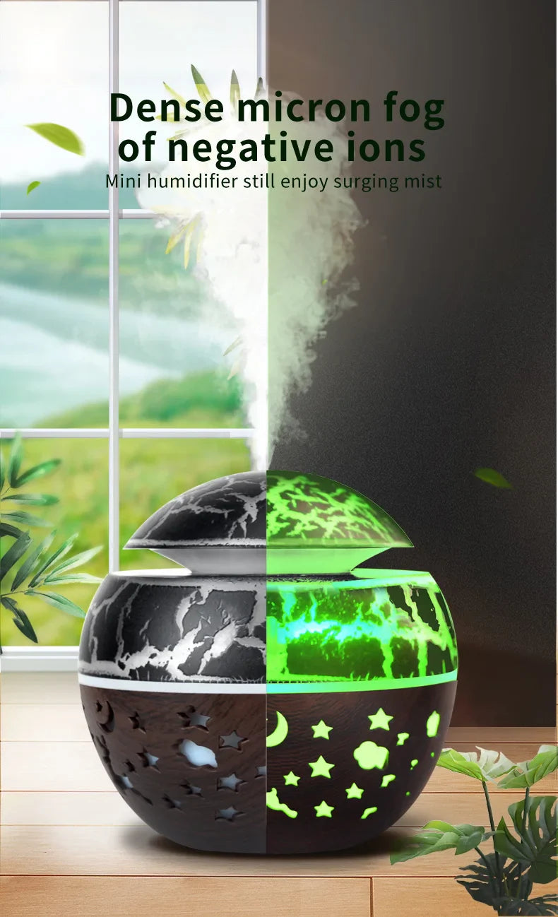 2024 Home Mushroom Head Bedroom Air Purifier USB Desktop Nebulizer Wood Texture Personalized Aromatherapy Machine Humidifier
