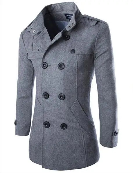 Men's Overcoat Trench Coat Winter Wool & Blends Double-Breasted Pea Coat – Stylish England-Inspired Outerwear - Premium  from Lizard Vigilante - Just $92.99! Shop now at Lizard Vigilante