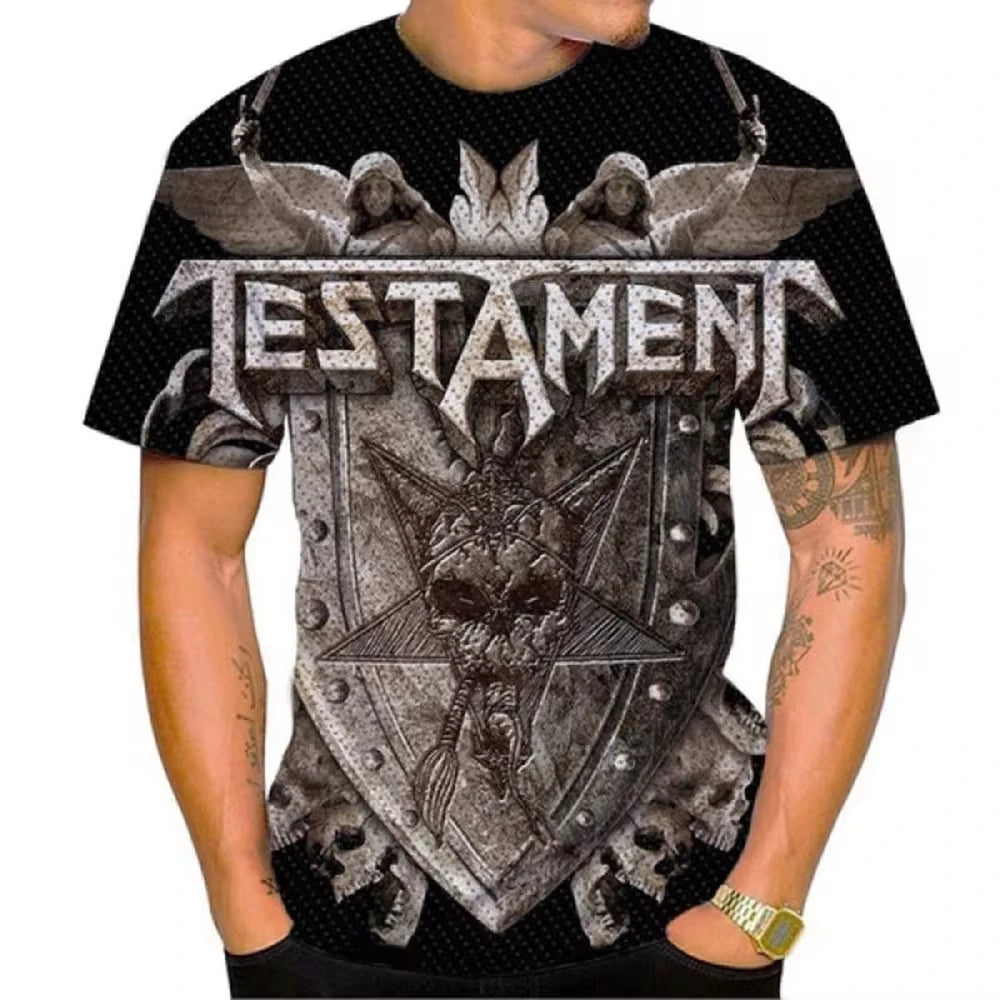 Testament T Shirt 3d Printed Men's Heavy Metal Band Fashion Oversized Streetwear Casual Harajuku Short Sleeve Unisex Clothing - Premium T-Shirt from Lizard Vigilante - Just $23.99! Shop now at Lizard Vigilante