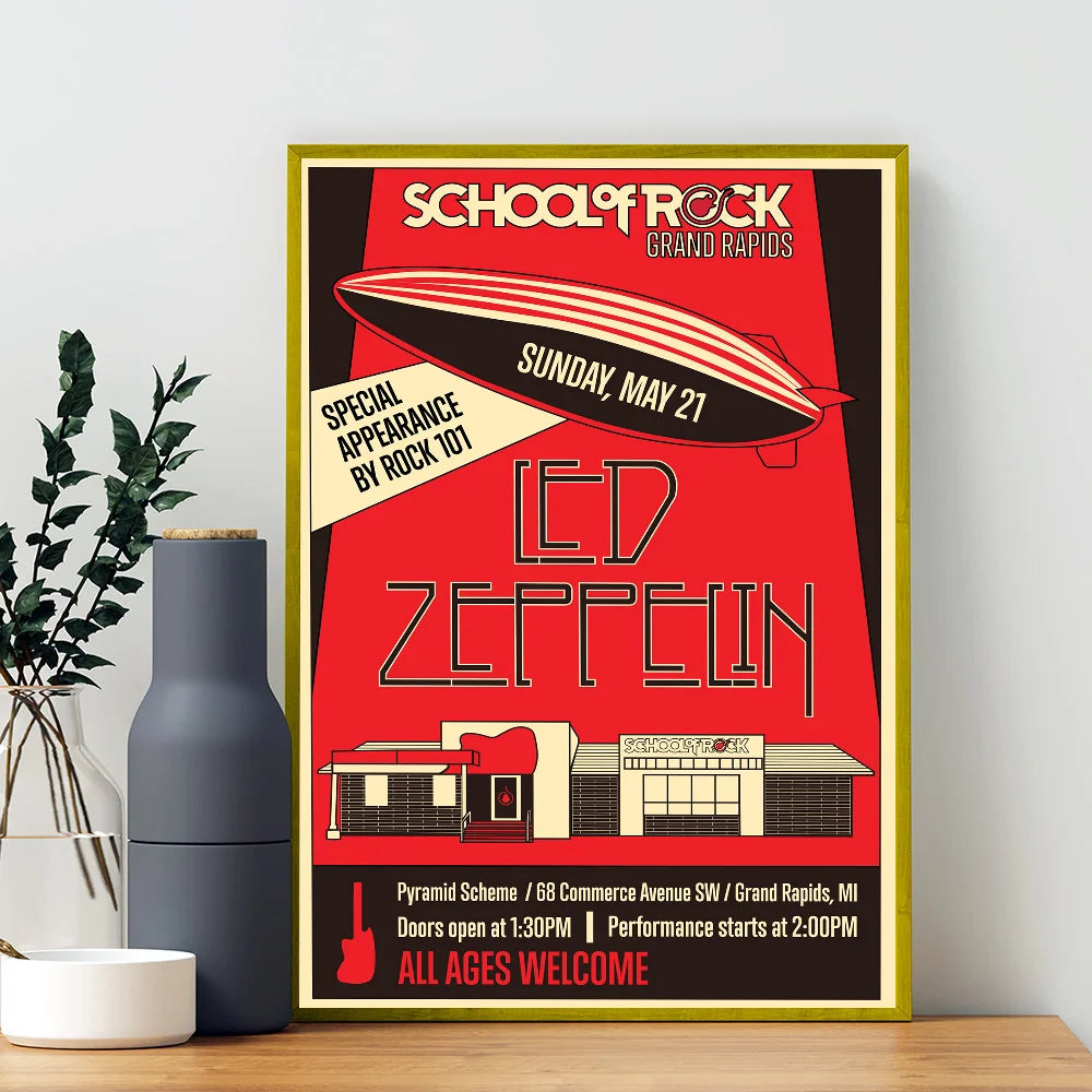 Retro Zeppelin Sticky Poster – Aesthetic Kraft Paper Wall Art for DIY Room Decoration - Premium poster from Lizard Vigilante - Just $15.99! Shop now at Lizard Vigilante