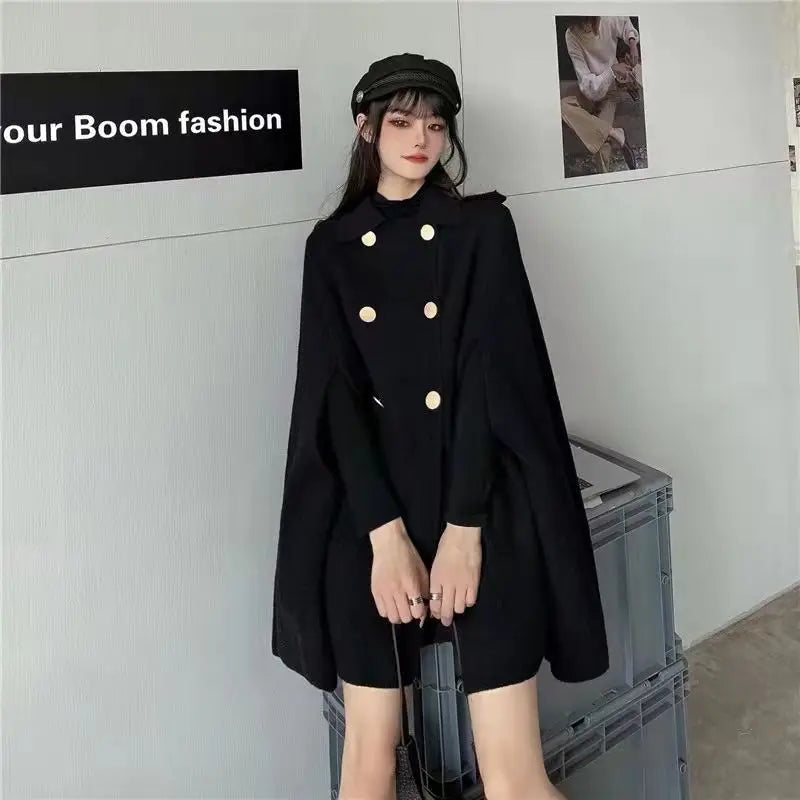 Streetwear Poncho Coats Casual Chic Woolen Capes & Ponchos Fashion Women's Design Solid Sleeveless Shawl Jacket Female T316 - Premium coat from Lizard Vigilante - Just $48.88! Shop now at Lizard Vigilante