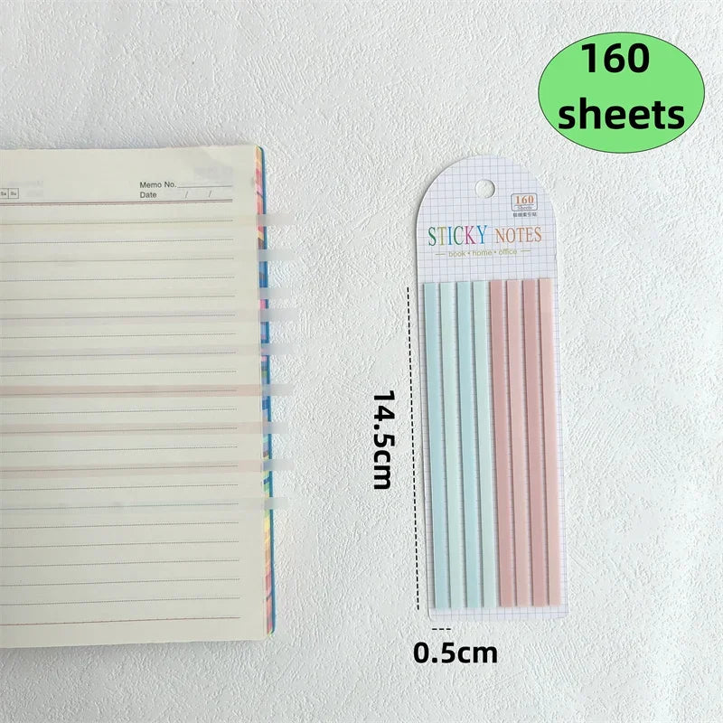 160 Sheets Color Stickers Transparent Fluorescent Index Tabs Flags Stationery Children Gifts  School Office Supplies
