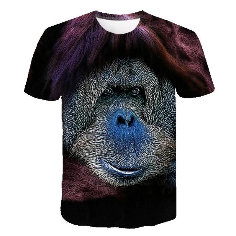 Funny Monkey Lip Graphic T Shirt for Men Clothing 3D Gorilla Orangutan Print T-shirt Unisex Kid Boy Short Sleeve Tops - Premium T-Shirt from Lizard Vigilante - Just $22.99! Shop now at Lizard Vigilante