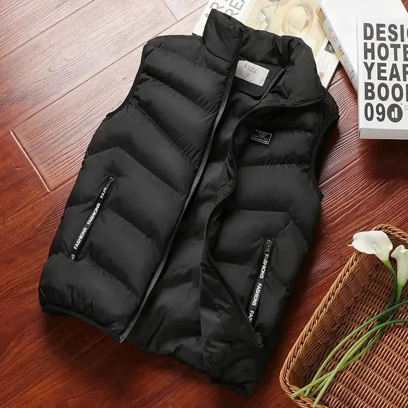 2024 New Puffer Sleeveless Coats Mens Solid Color Down Jacket Winter Warm Vest Jacket Men Waistcoat Outwear Windbreaker Clothing