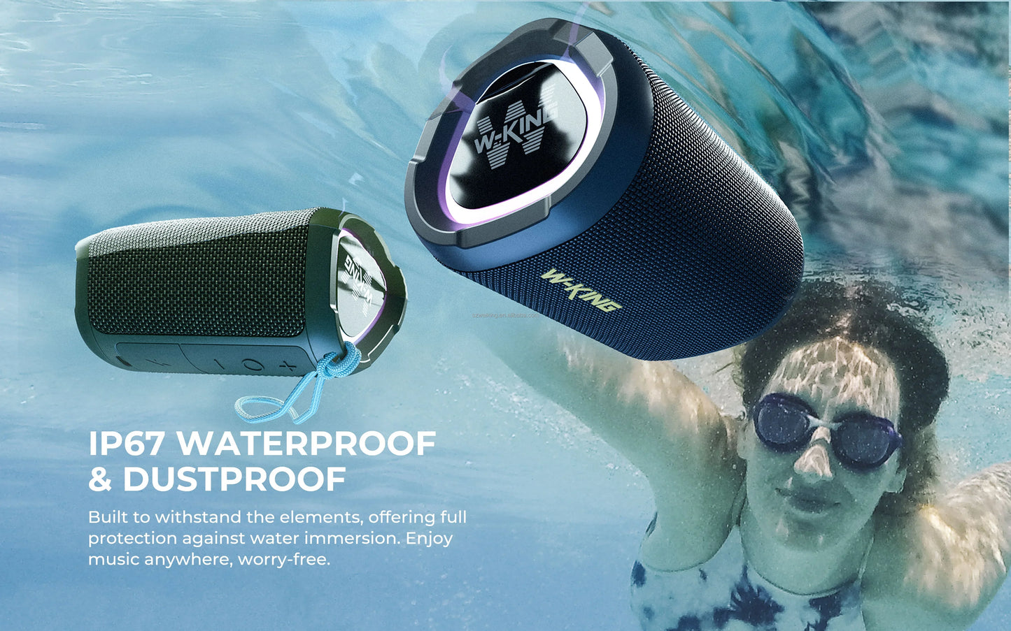 Bluetooth Speaker with LED Display Heavy Bass and 15W Power Waterproof IPX7 for Outdoor Parties