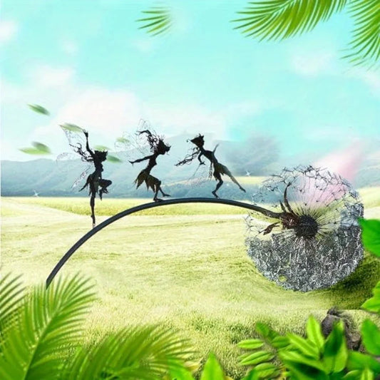 Whimsical Flower Fairy Garden Statue - Stainless Steel Art Sculpture with Delicate Dance Pose - Outdoor Courtyard, Lawn, and Ter