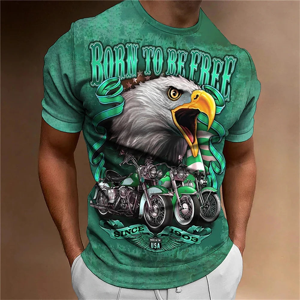 Eagle Motorcycle Retro T-Shirt | Vintage Bike Tee - Premium T-Shirt from Lizard Vigilante - Just $22.99! Shop now at Lizard Vigilante