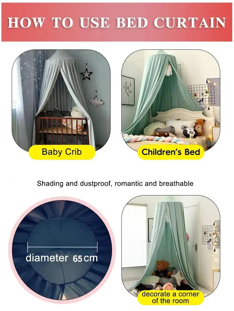 Kids Mosquito Net Baby Crib Curtain Hanging Tent Bed Decor Girl Princess Hanging Bed Canopy Living Corner Play Reading NookDecor