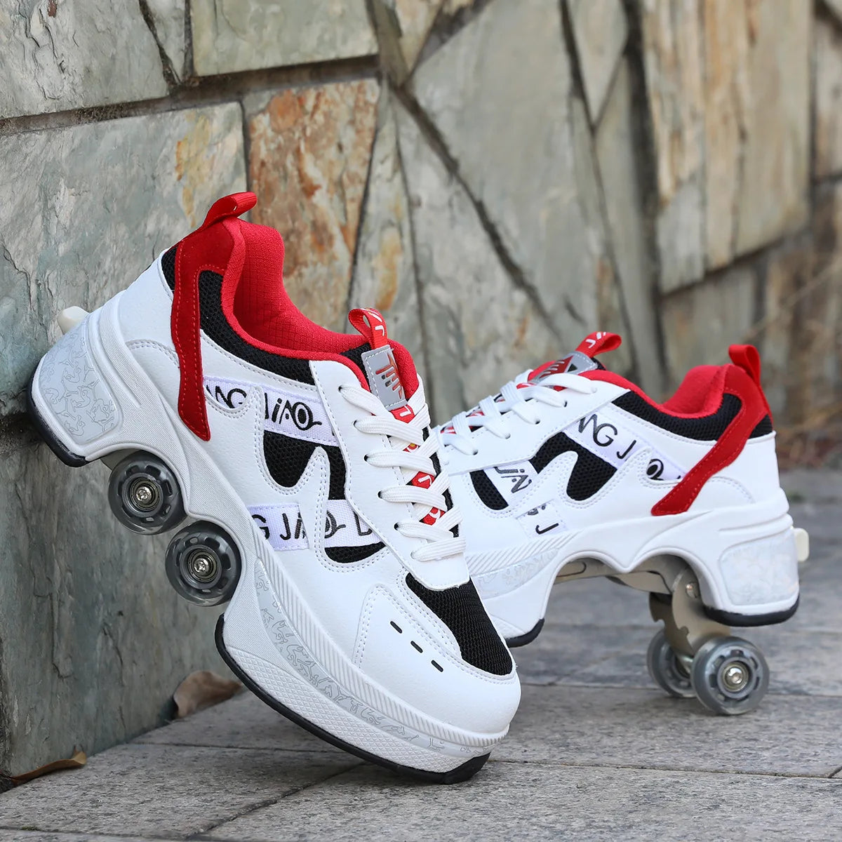 Kids Four-Wheel Roller Skate Shoes Casual Deformation Parkour Sneakers Skates Adult Stage personalized Sport Roller Skate Shoes - Premium  from Lizard Vigilante - Just $128.99! Shop now at Lizard Vigilante