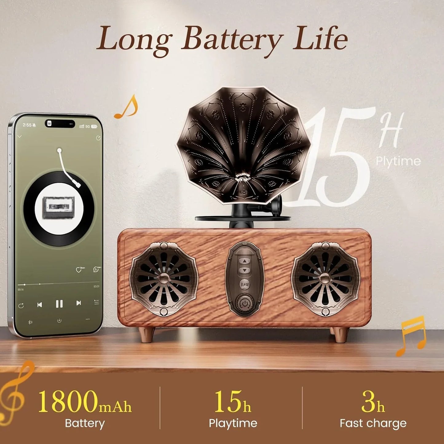 AS36 Bluetooth Speaker Features High-Quality Retro Multi-Functional FM Radio High-Volume Wireless Audio System Subwoofer Gift