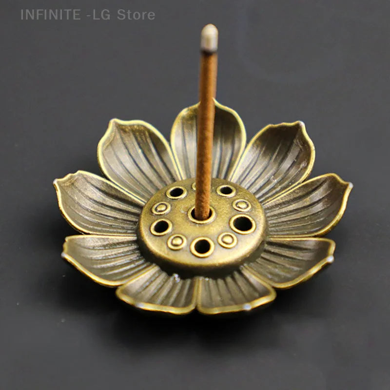 Alloy Lotus Incense Burner Plate – Bronze Nasturtium Aromatherapy Holder for Buddhism & Yoga, Durable Metal Censer for Living Room & Temple Use - Premium incense burner plate from Lizard Vigilante - Just $11.99! Shop now at Lizard Vigilante