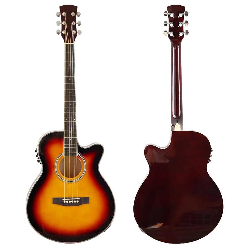 Thin Body Acoustic Electric Guitar Beginner Guitar with Free Gig Bag Free String Black Natural Sunburst White Color - Lizard Vigilante